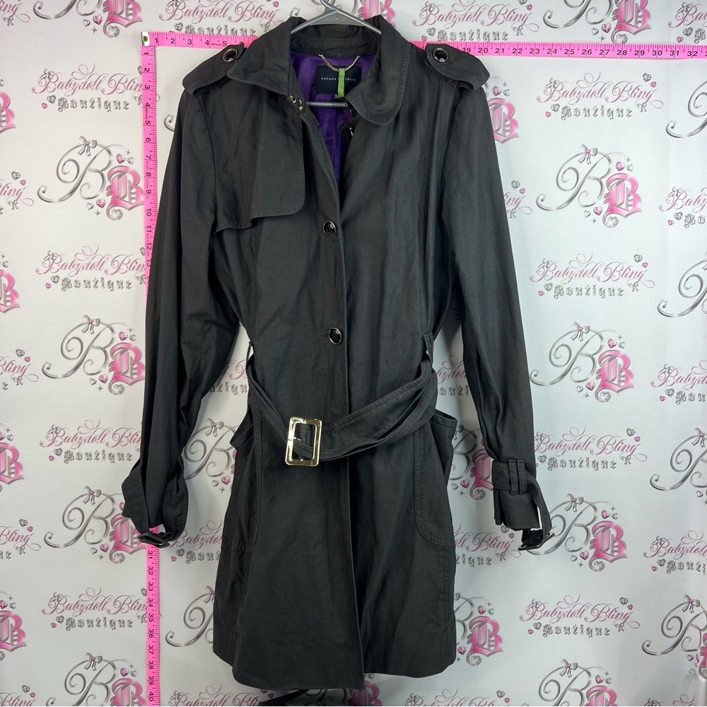 Banana Republic coat jacket tie up belted Classic Black Trench Coat with Belt